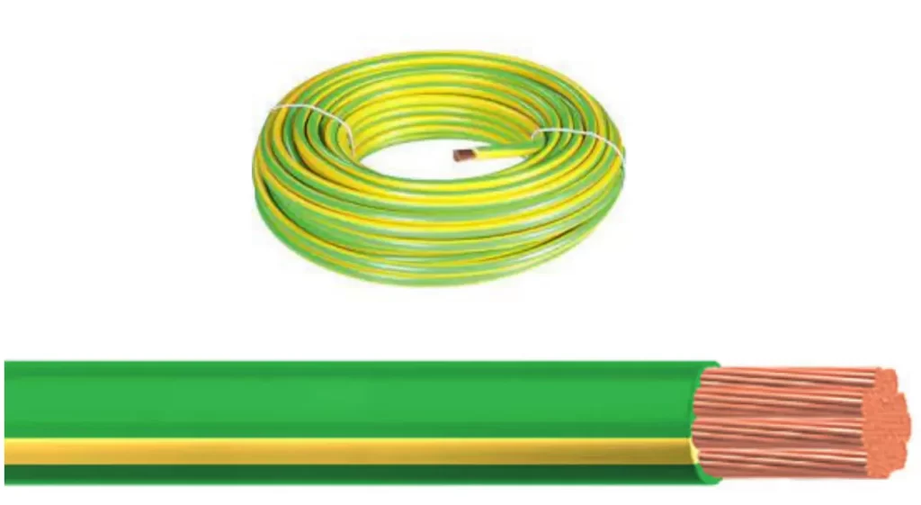 Green and yellow strips in an earth cable